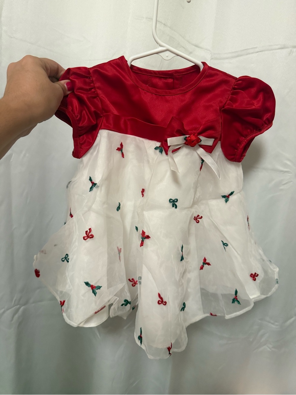 Vintage Red and White Holiday Christmas Baby Dress